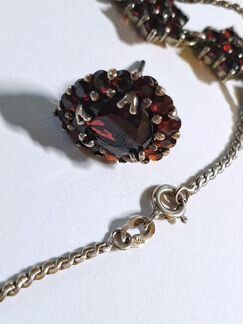 Колье и серьги гранат в серебре