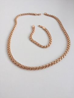 Изящная женская позолоченная цепочка и браслет 585