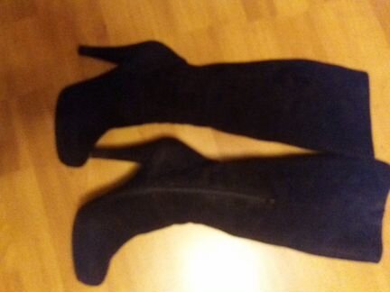 Сапоги еврозима замшевые черные