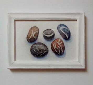 Картина Морские камешки, акварель