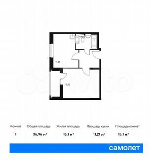 1-к квартира, 37 м², 12/14 эт.