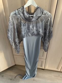 Платье Deffi серо-голубое вискоза