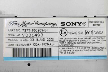 Магнитола Ford Mondeo 4 2007-2015 MP3 CD1 AUX