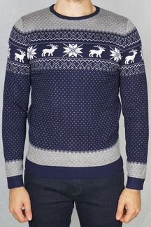 Зимний мужской свитшот - Navy / Grey