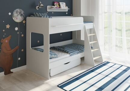 Новая двухъярусная кровать Легенда 25 белая