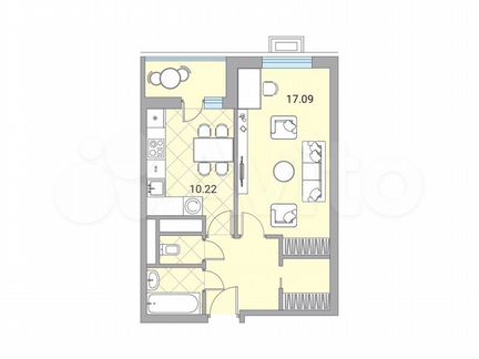 1-к квартира, 40.8 м², 16/24 эт.