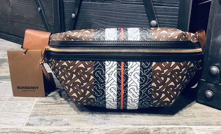 Поясная сумка Burberry в полоску с монограммой