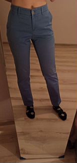 Брюки голубые хлопок женские клеш 38