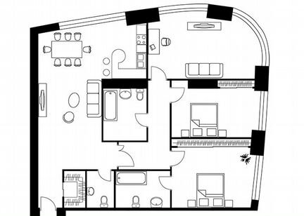 3-к квартира, 143.4 м², 44/56 эт.