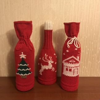Новогодние футляры на бутылки вина, шампанского