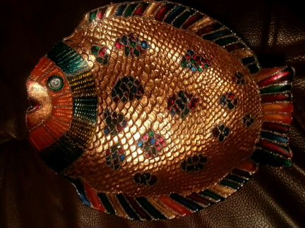 Подарок Золотая рыбка витражная статуэтка для диза