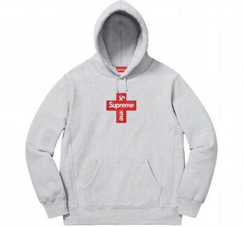 Supreme Cross Box Logo Hooded Sweatshirt Heather G