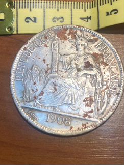 Торговый доллар 1908 republiqua de Francaise