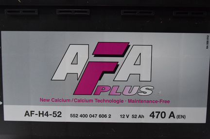 Аккумулятор AFA plus 52 А/ч R+ EN 470A обратная