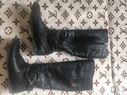 Сапоги черные натуральная кожа мех 38