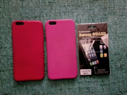 Чехлы защитные для iPhone 4/4s плёнка кармашек нов