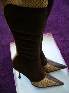 Теплые сапоги кожа замша мех на оч стройную ногу