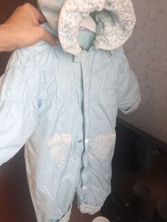 Комбинезон голубой зимний с ушками