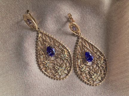 Серебряные серьги с золочением
