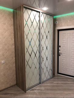 Шкаф купе с зеркальными створками шелкография