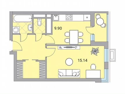 1-к квартира, 41.2 м², 18/24 эт.