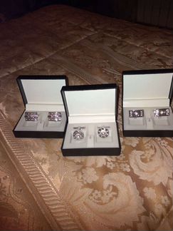 Запонки мужские с кристаллами Сваровски