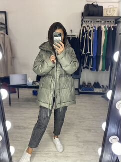 Пуховик off white оливковый