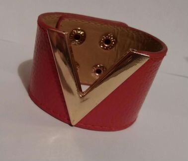 Браслет кожаный красный. Новый